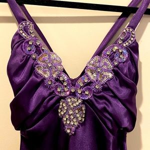 Purple satin gown